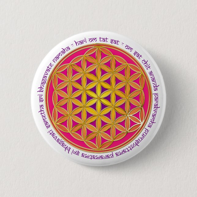 Flower Of Life / Moola Mantra Button (Front)