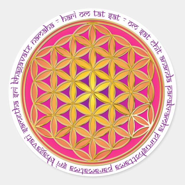 Flower Of Life / Moola Mantra Classic Round Sticker (Front)