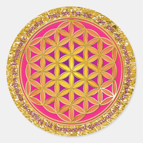 Flower Of Life  Moola Mantra  gold splatter Classic Round Sticker