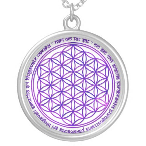 Flower Of Life _ Moola Mantra _ violet Silver Plated Necklace