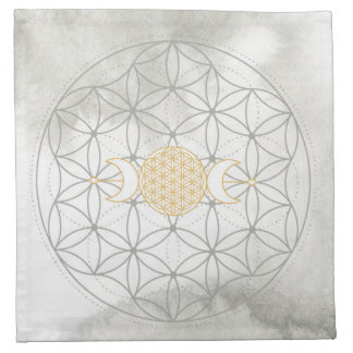 Flower of Life Moon Crystal Grid Cloth Napkin
