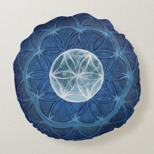 Flower of Life Moon Mandala Meditation Pillow