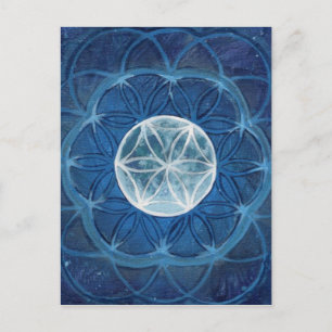 Flower of Life Moon Mandala Postcard