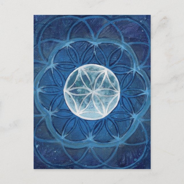 Flower of Life Moon Mandala Postcard (Front)
