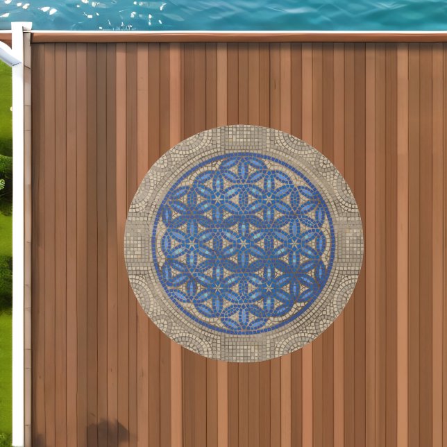 Flower of Life Mosaic Tile Ornament  Outdoor Rug (Insitu (Outdoor 1))