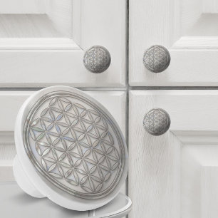 Flower of Life Mother of Pearl Ceramic Knob