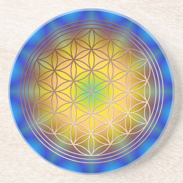 Flower of Life Motive 10 Sandstone Coaster (Front)
