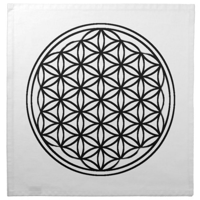 Flower of Life Natural Cloth Crystal Grid 20"x 20" Napkin (Front)