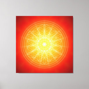flower of life on sun mandala canvas print