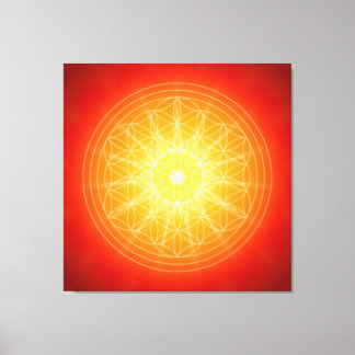 flower of life on sun mandala canvas print