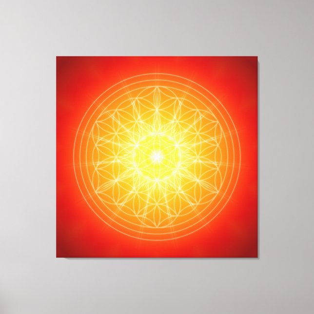 flower of life on sun mandala canvas print (Front)