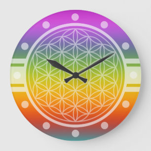 Flower of Life - ONLY COLOR gradients multi color Large Clock