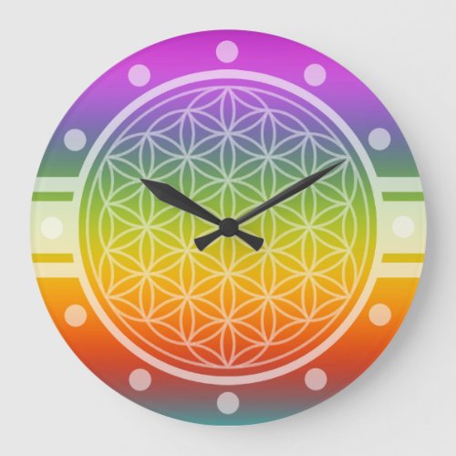 Flower of Life _ ONLY COLOR gradients multi color Large Clock