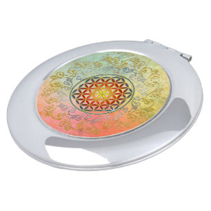 Flower Of Life - ornament gold silver Mirror For Makeup