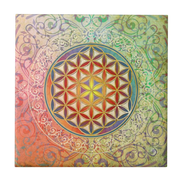 Flower of Life - Ornament I Ceramic Tile (Front)