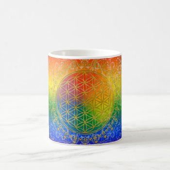 Flower Of Life - Ornament Rainbow Gold Coffee Mug by SpiritEnergyToGo at Zazzle