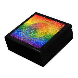 Flower of Life - Ornament Rainbow gold Gift Box