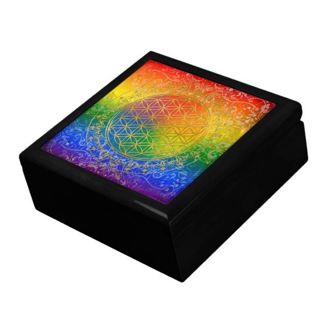 Flower of Life - Ornament Rainbow gold Gift Box (Side)