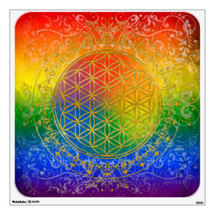 Flower of Life - Ornament Rainbow gold Wall Sticker