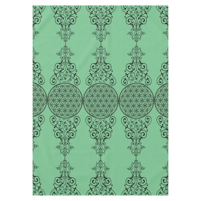 Flower Of Life - ornaments black I + your backgr. Tablecloth (Front)