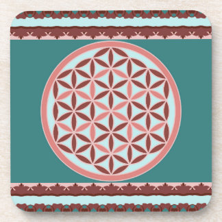 "Flower of Life – Pastel & Earthy Harmony" Beverage Coaster