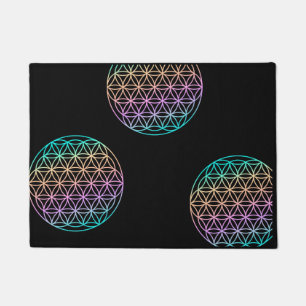 Flower of life pastel rainbow doormat