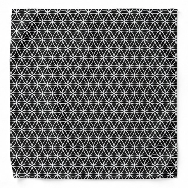 Flower of Life Pattern: Black & White Bandana (Front)