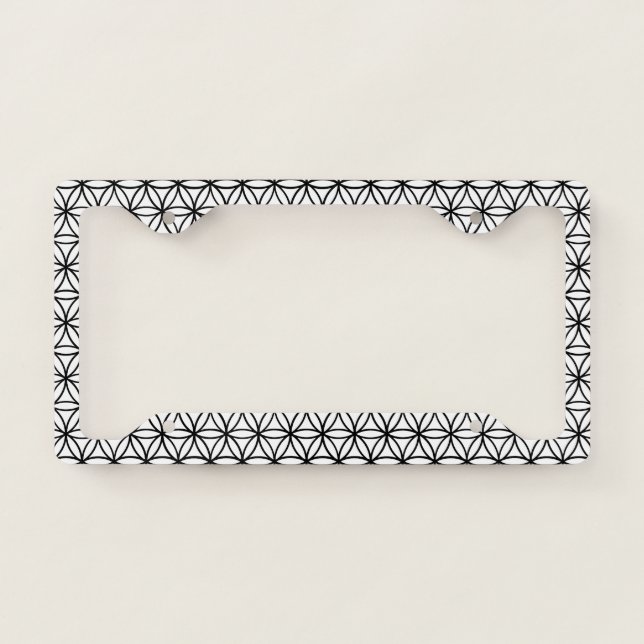 Flower of Life Pattern: Black & White License Plate Frame (Front)