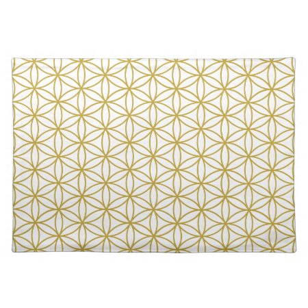 Flower Of Life Pattern – Gold On White Placemat