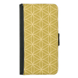 Flower of Life Pattern Light Gold on Gold Wallet Phone Case For Samsung Galaxy S5