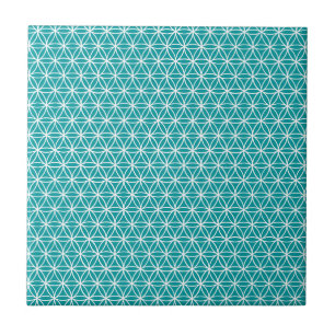 Flower of Life Pattern: Teal Ceramic Tile