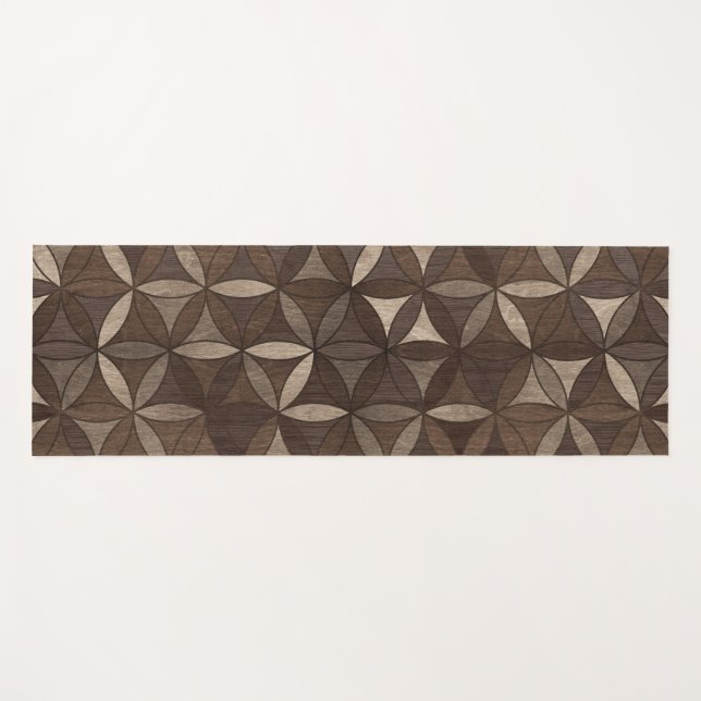 Flower of life pattern - Wooden Texture Yoga Mat (Front (Horizontal))