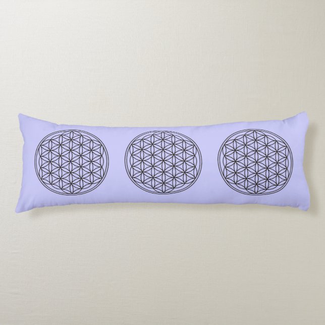 Flower Of Life - plain black + your background Body Pillow (Front)