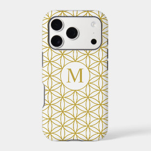 Flower of Life Ptn (Personalized) – Gold on White iPhone 17 Pro Case