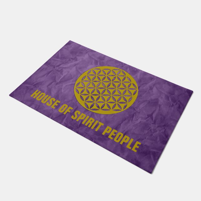 Flower of Life - punched gold + your ideas Doormat (Angled)