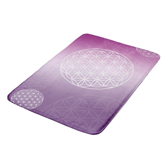 Flower of life purple Badematte Bath Mat (Angled)