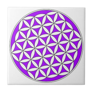 Flower of Life Purple Ceramic Tile