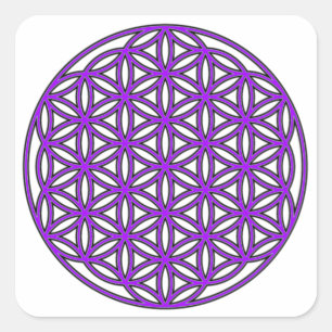 Flower of Life Purple Square Sticker