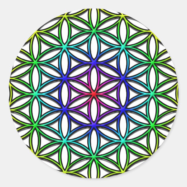 Flower of Life (rainbow) sacred geometry symbol Classic Round Sticker (Front)