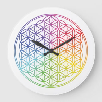 Flower of Life - rainbow - wall clock