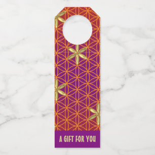 FLOWER OF LIFE - red gold pattern Bottle Hanger Tag