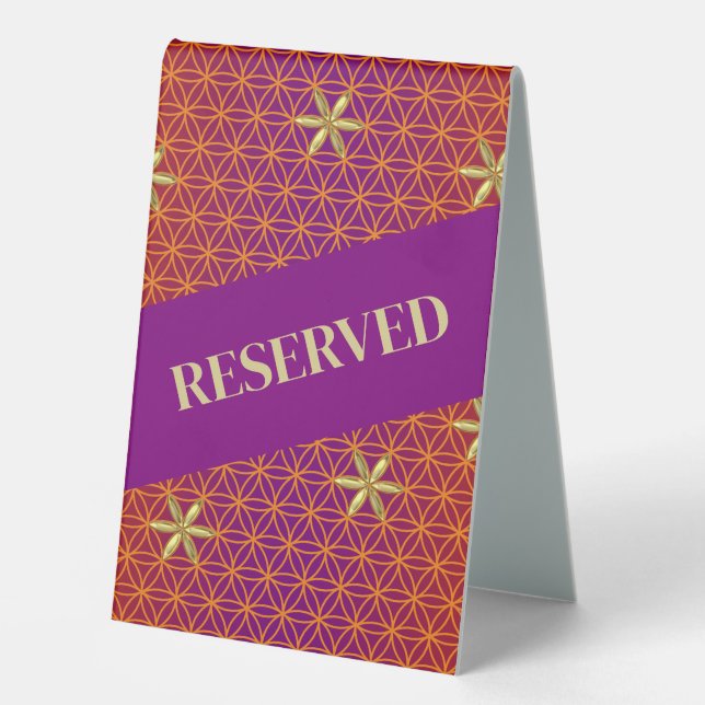 FLOWER OF LIFE - red gold pattern Table Tent (Front)