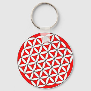 Flower of Life Red Keychain