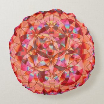 Flower Of Life~red Round Pillow by Shadowind_ErinCooper at Zazzle