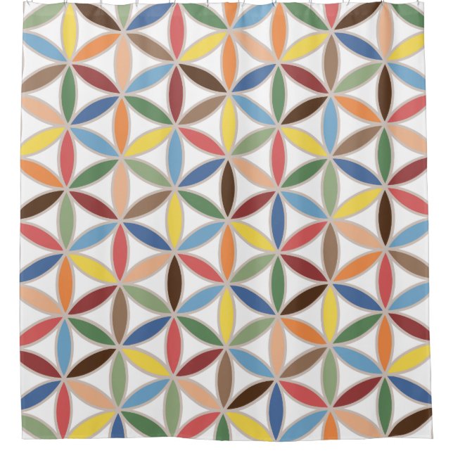 Flower of Life Retro Color Pattern Shower Curtain (Front)