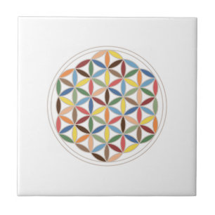 Flower of Life Retro Colors Tile
