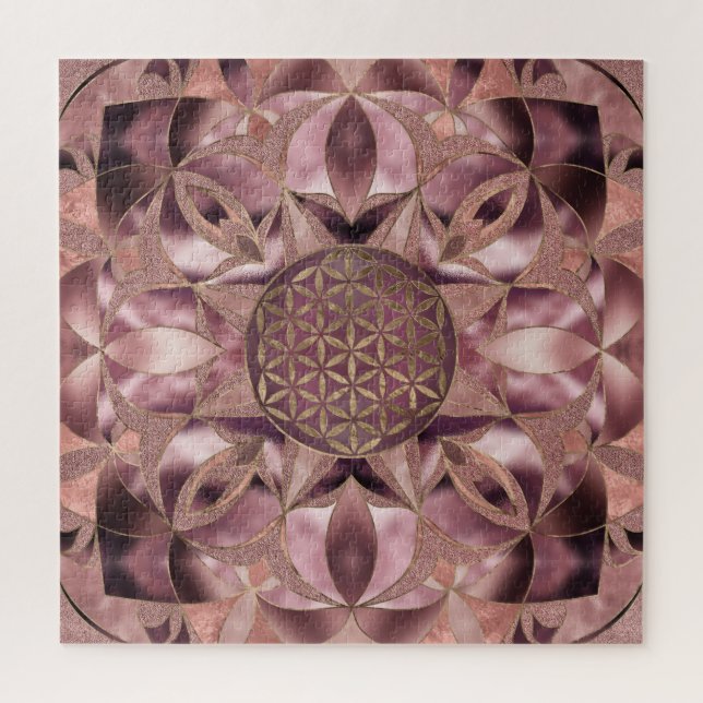 Flower of Life Rose Gold Jigsaw Puzzle (Vertical)