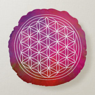 flower of life round pillow
