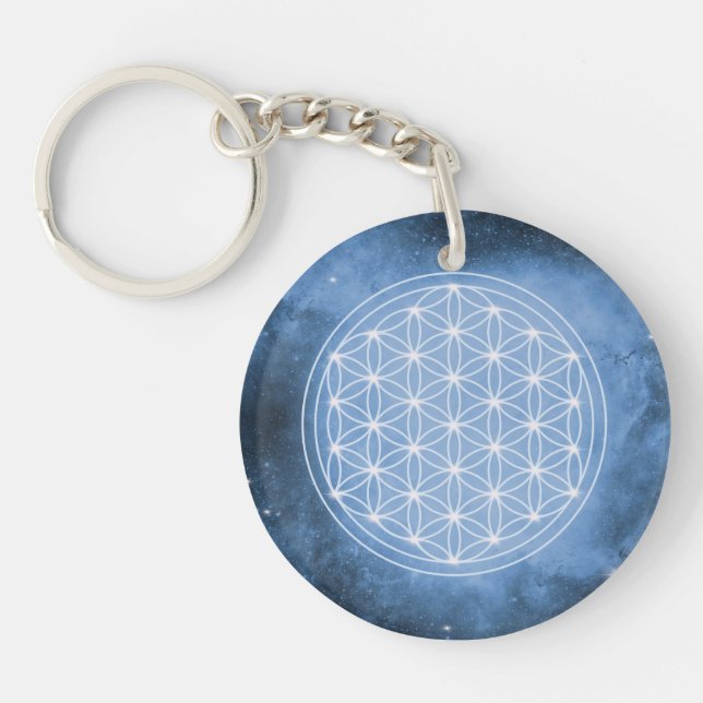 flower of life, sacred geometric, chakra,zen,   keychain (Front)