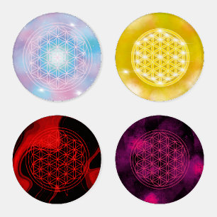 flower of life , sacred geometric coaster set
